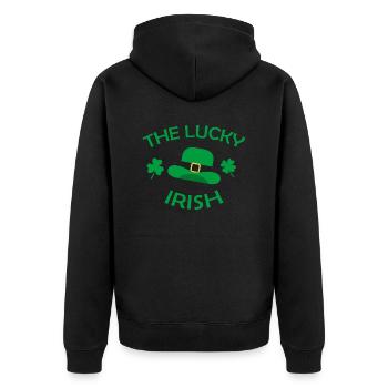 La Saint-Patrick irlandaise porte-bonheur - Veste à capuche bio Premium Unisexe - noir - Dos - Nico (187cm)