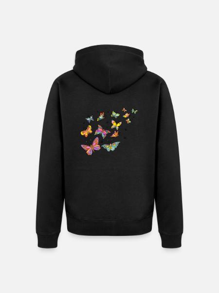 Butterflies - Unisex Premium Organic Zip Hoodie - black