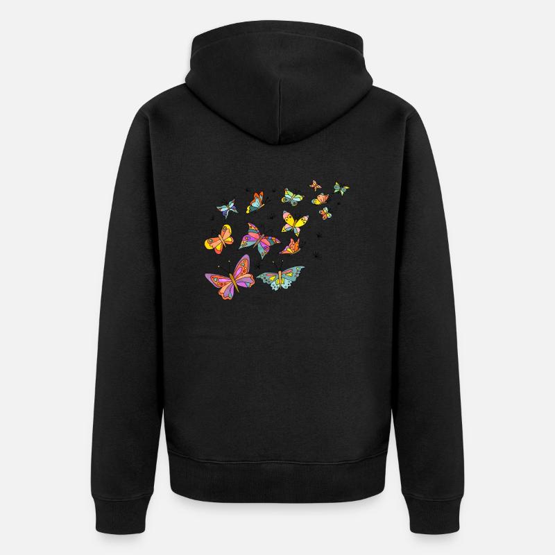 Papillons - Veste à capuche bio Premium Unisexe - noir