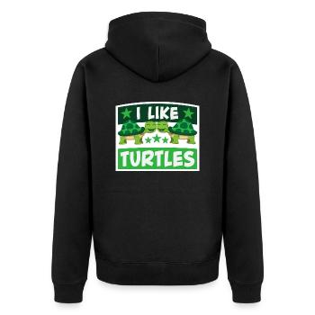 I Like Turtles Cute Tortoise Love Turtle Lover - Unisex Premium Organic Zip Hoodie - black - Back - Nico (187cm)