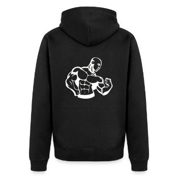 Bodybuilding Bodybuilders - Unisex Premium Organic Zip Hoodie - black - Back - Nico (187cm)
