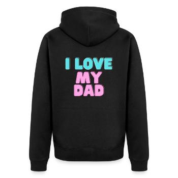 I love my Dad - Unisex Premium Bio Zip Hoodie - Schwarz - Hinten - Nico (187cm)