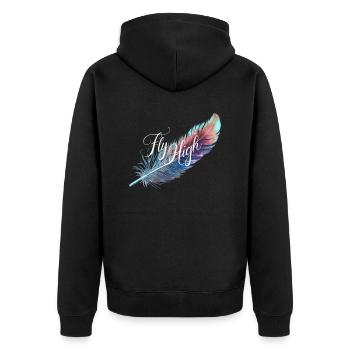 FLY HIGH - Unisex Premium Organic Zip Hoodie - black - Back - Nico (187cm)