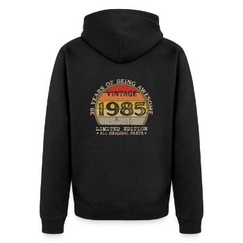 Né en 1985 - Vintage 1985 Anniversaire Rétro - Veste à capuche bio Premium Unisexe - noir - Dos - Nico (187cm)