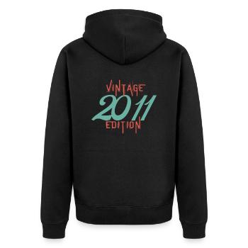 Jahrgang 2011 Ausgabe - Unisex Premium Bio Zip Hoodie - Schwarz - Hinten - Nico (187cm)