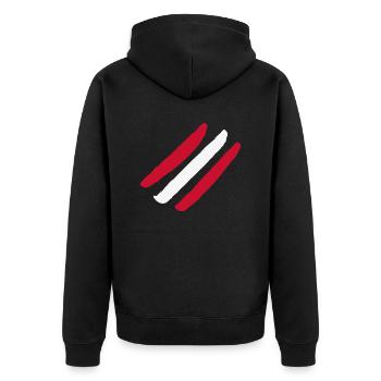 Austria Flag - Style Stripes - Unisex Premium Organic Zip Hoodie - black - Back - Nico (187cm)