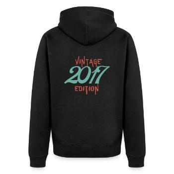 Jahrgang 2017 Ausgabe - Unisex Premium Bio Zip Hoodie - Schwarz - Hinten - Nico (187cm)