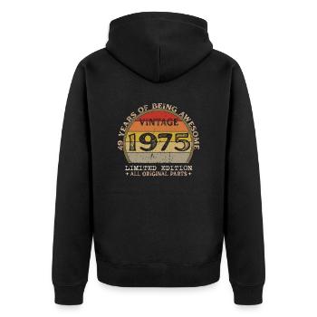Né en 1975 - Vintage 1975 Anniversaire Rétro - Veste à capuche bio Premium Unisexe - noir - Dos - Nico (187cm)