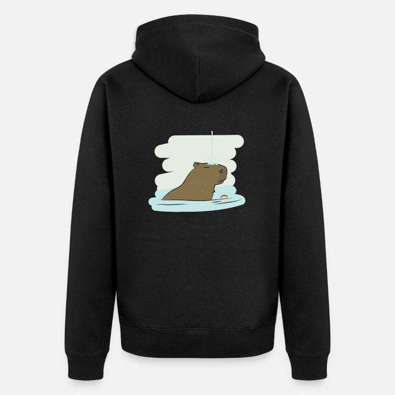 Design d’illustration « Baisers de Capybara » - Veste à capuche bio Premium Unisexe - noir