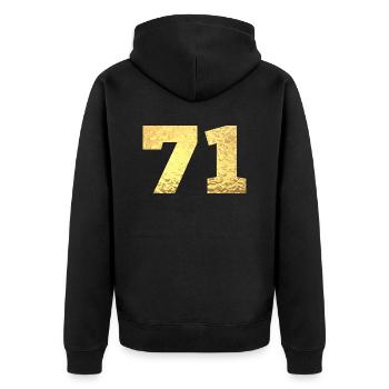 71 Gold Glitter - 71 Geburtstag - Unisex Premium Bio Zip Hoodie - Schwarz - Hinten - Nico (187cm)