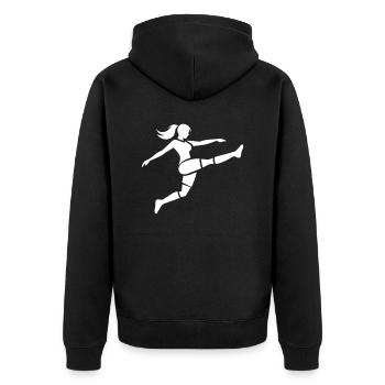 Soccer Female Sportswoman Logo Icon Vector - Unisex Premium Organic Zip Hoodie - black - Back - Nico (187cm)