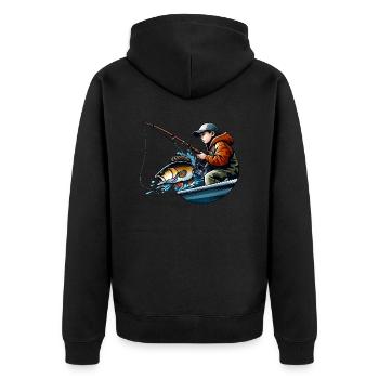 Fishing Young Fisherman - Natural Instant - Unisex Premium Organic Zip Hoodie - black - Back - Nico (187cm)