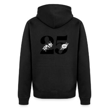 Number 25 Black Floral -25th Floral Anniversary - Unisex Premium Organic Zip Hoodie - black - Back - Nico (187cm)