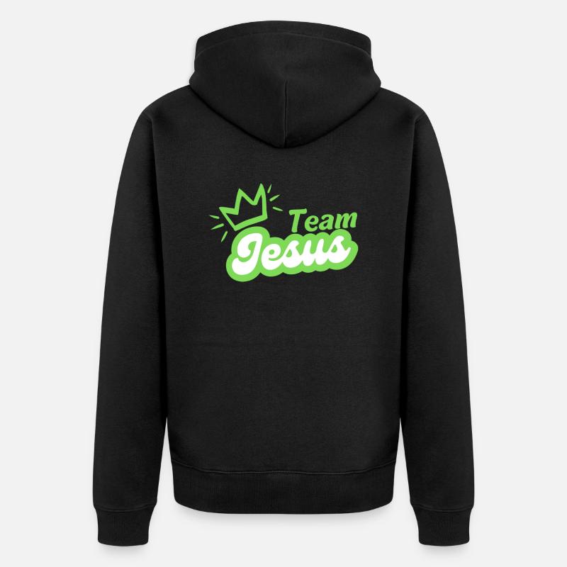 Team Jesus mit Krone - Unisex Premium Bio Zip Hoodie - Schwarz