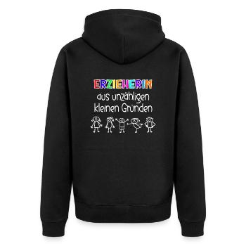 Erzieherin aus unzähligen kleinen Gründen - Unisex Premium Bio Zip Hoodie - Schwarz - Hinten - Nico (187cm)