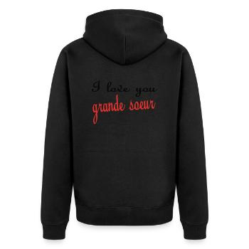 I love you GRANDE SOEUR - Veste à capuche bio Premium Unisexe - noir - Dos - Nico (187cm)