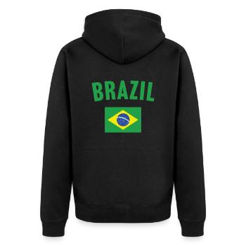 Brasilien Flagge - Unisex Premium Bio Zip Hoodie - Schwarz - Hinten - Nico (187cm)