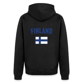 Finnland Flagge - Unisex Premium Bio Zip Hoodie - Schwarz - Hinten - Nico (187cm)