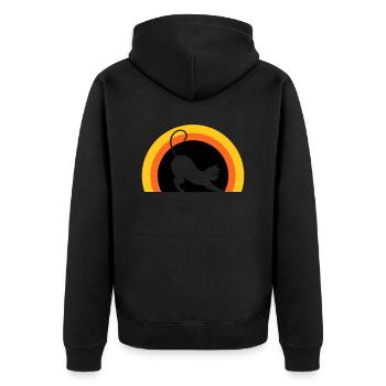 Katze > Vectorgraphic ! Cat - Unisex Premium Bio Zip Hoodie - Schwarz - Hinten - Nico (187cm)