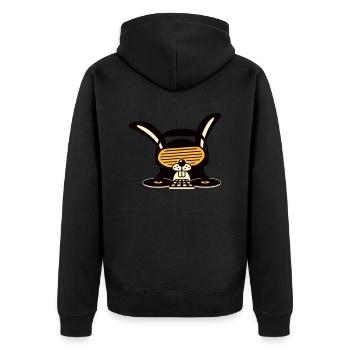 Lustiger Süßer DJ Party Hase Kaninchen Tier Club - Unisex Premium Bio Zip Hoodie - Schwarz - Hinten - Nico (187cm)