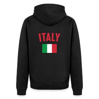 Italien Flagge - Unisex Premium Bio Zip Hoodie - Schwarz - Hinten - Nico (187cm)