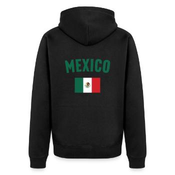 Mexiko Flagge - Unisex Premium Bio Zip Hoodie - Schwarz - Hinten - Nico (187cm)