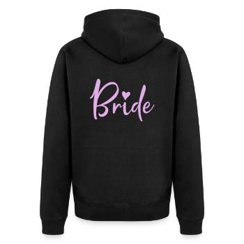 bride - Unisex Premium Bio Zip Hoodie - Schwarz - Hinten - Nico (187cm)