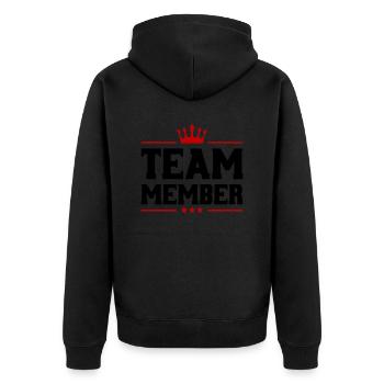 Team Member Krone - Unisex Premium Organic Zip Hoodie - black - Back - Nico (187cm)