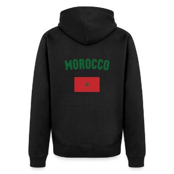 Marokko Flagge - Unisex Premium Bio Zip Hoodie - Schwarz - Hinten - Nico (187cm)