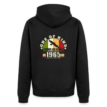 Legend Born 1965 Birthday 59 Years - Unisex Premium Organic Zip Hoodie - black - Back - Nico (187cm)