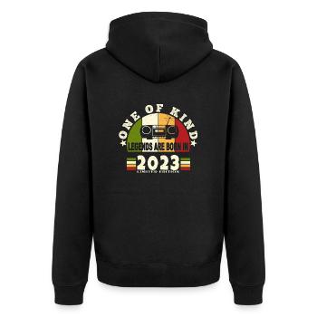 2023 Birth of legend 2023 born in 2023 annivers - Unisex Premium Organic Zip Hoodie - black - Back - Nico (187cm)
