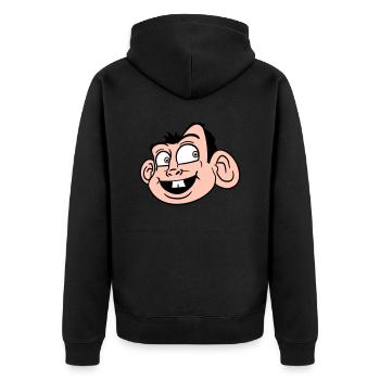 Affe Gesicht Süßer Niedlicher Kopf Lacht Glücklich - Unisex Premium Bio Zip Hoodie - Schwarz - Hinten - Nico (187cm)
