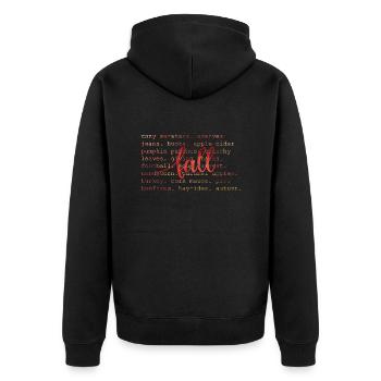 Herbst Vibes Kalligraphie Autumn Vibes Calligraphy - Unisex Premium Bio Zip Hoodie - Schwarz - Hinten - Nico (187cm)