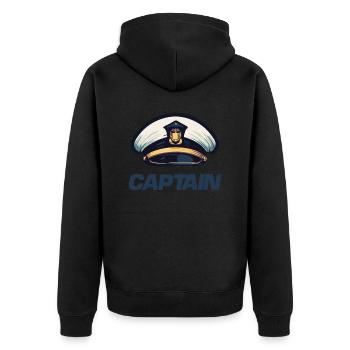 Captain Matrose Mütze - Unisex Premium Bio Zip Hoodie - Schwarz - Hinten - Nico (187cm)