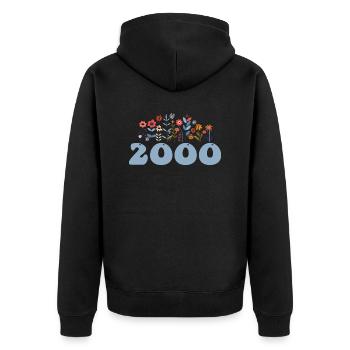 2000 Blumenmuster 2000 Blumen-thema Blumen 2000 - Unisex Premium Bio Zip Hoodie - Schwarz - Hinten - Nico (187cm)