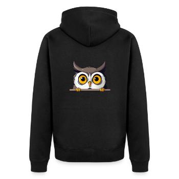 hibou jeter un coup d’œil mignon adorable drôle animal dessin animé - Veste à capuche bio Premium Unisexe - noir - Dos - Nico (187cm)