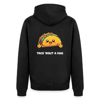 Taco 'Bout a Hug Entzückender Taco - Unisex Premium Bio Zip Hoodie - Schwarz - Hinten - Nico (187cm)