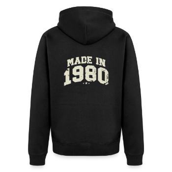 1980 ' s Vintage Born Legends cadeau d’anniversaire - Veste à capuche bio Premium Unisexe - noir - Dos - Nico (187cm)