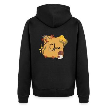 Opa Design - Unisex Premium Bio Zip Hoodie - Schwarz - Hinten - Nico (187cm)