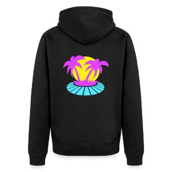 2 Palmen Insel Baum Strand Urlaub Kokosnuss Meer - Unisex Premium Bio Zip Hoodie - Schwarz - Hinten - Nico (187cm)