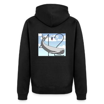 H2G2 Fan Art. Sperm whale and petunia falling. 42 - Unisex Premium Organic Zip Hoodie - black - Back - Nico (187cm)