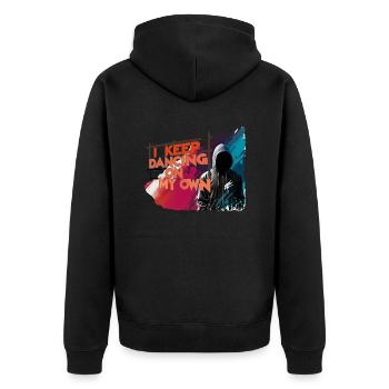 ich tanze weiter alleine - Unisex Premium Bio Zip Hoodie - Schwarz - Hinten - Nico (187cm)
