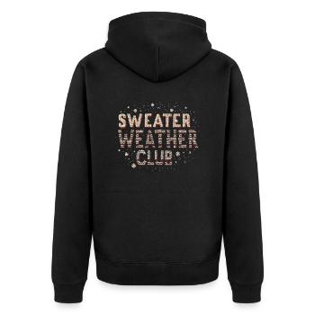 PULLOVER WETTER - Unisex Premium Bio Zip Hoodie - Schwarz - Hinten - Nico (187cm)