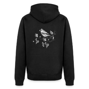 Vogel - Unisex Premium Bio Zip Hoodie - Schwarz - Hinten - Nico (187cm)