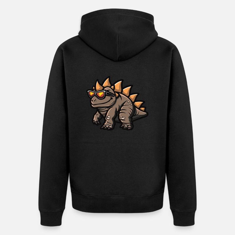 Dinosaurier stegosaurus Comic Cool - Unisex Premium Bio Zip Hoodie - Schwarz