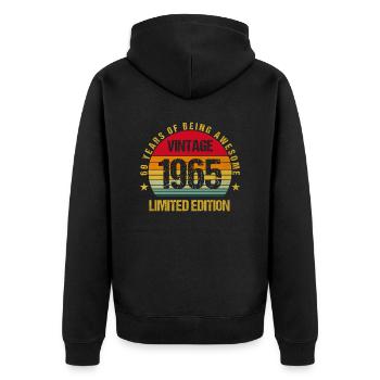 60 Jahre Großartig sein 1965 60. Geburtstag - Unisex Premium Bio Zip Hoodie - Schwarz - Hinten - Nico (187cm)