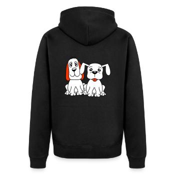 2 chiens équipe assis deux amis équipage heureux - Veste à capuche bio Premium Unisexe - noir - Dos - Nico (187cm)