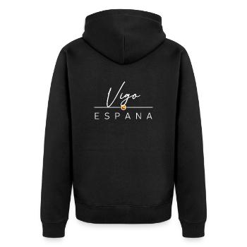 Spain - Vigo - Spanien - Espana - Unisex Premium Bio Zip Hoodie - Schwarz - Hinten - Nico (187cm)