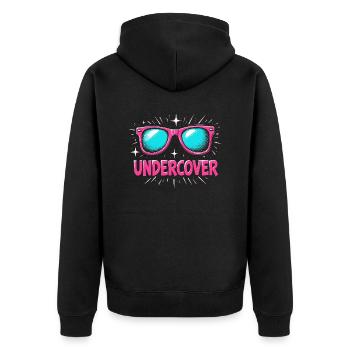 Funny Sunglasses and Undercover Speech Costume - Unisex Premium Organic Zip Hoodie - black - Back - Nico (187cm)
