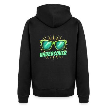 Funny Sunglasses and Undercover Speech Costume - Unisex Premium Organic Zip Hoodie - black - Back - Nico (187cm)